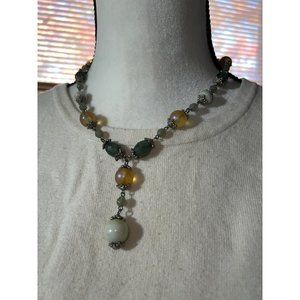 Vintage VJ Silver-tone Lucite Beaded 20" Necklace